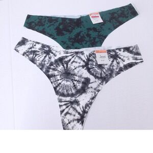 Jenni Thong Panties 2pr XXXL Tie Dye Print Green Black Underwear‎ NWT / #9212
